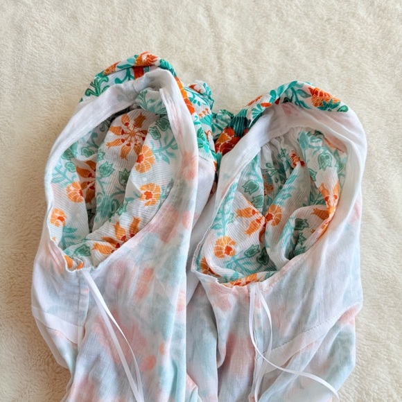 Celina Moon Pippa Floral White Orange Green Short Sleeve Midi Dress M - Picture 8 of 11